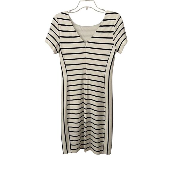 Banana Republic Factory Striped Bodycon Dress Size 8 White Knee Length - Picture 2 of 11